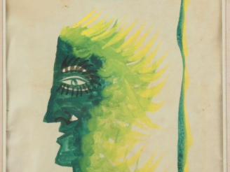 Vente aux enchères Jean LURCAT. "portrait d'homme de profil" Aquarelle et gouache sur vél