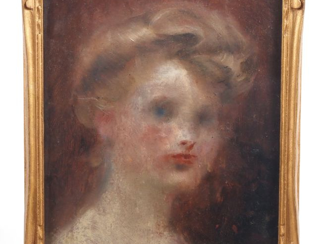 Antonin MERCIE (attribué à). "portrait" Huile sur papier Dim. À vue : 