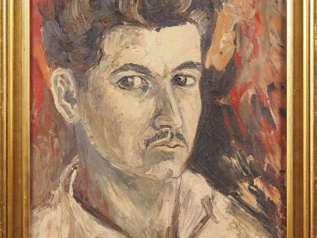 Marc PESSIN.  "portrait d'homme" Huile sur carton, signée en bas à dro