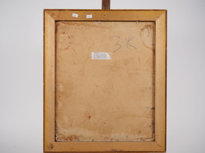 Marc PESSIN.  "portrait d'homme" Huile sur carton, signée en bas à dro