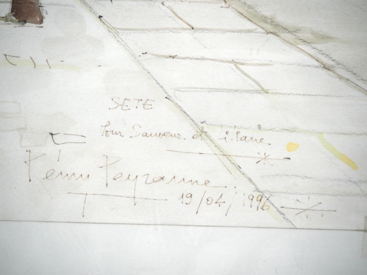 Rémy PEYRANNE.  "Sète, les quais et le pont levant"