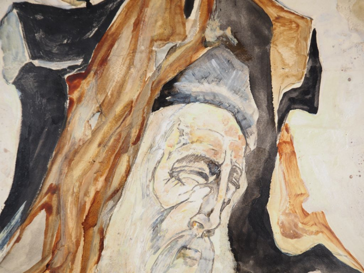 Pöl ROUX.  "Jacob bénissant les fils de Joseph". Huile sur panneau, si