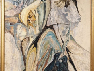 Vente aux enchères Pöl ROUX.  "Tobie". Huile sur panneau, titrée au haut à droite. Dim. 1