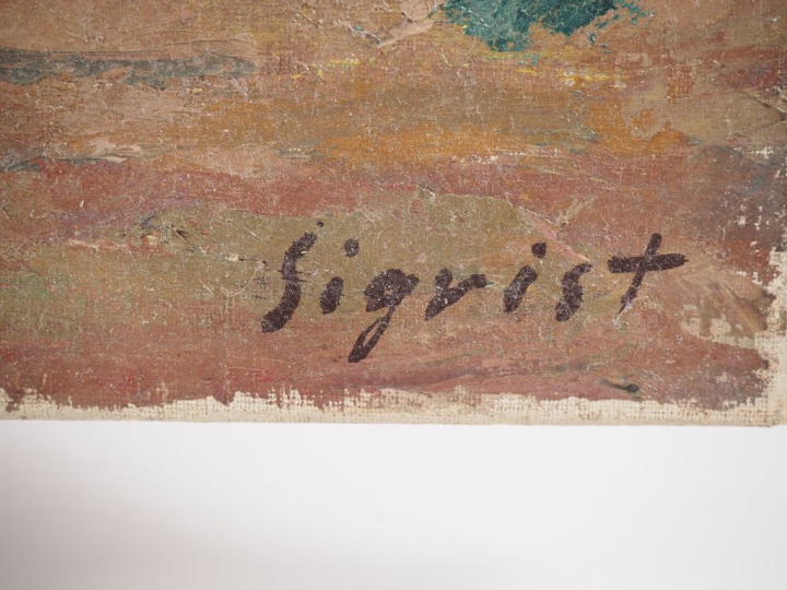 Edmond SIGRIST. "Mont Ventoux". Huile sur toile, signée en bas à droit