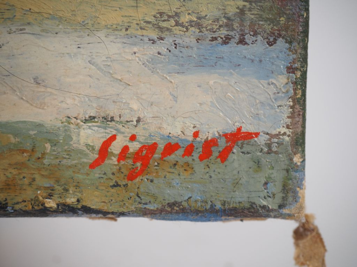 Edmond SIGRIST.  "paysage animé dans les montagnes, Mont Ventoux" Huil