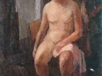Vente aux enchères Edmond SIGRIST.  "nue" Huile sur toile, signée en bas à droite Dim. 65