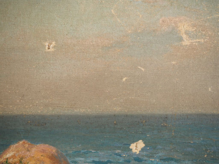 Henry VOLLET. "Côte rocheuse". Huile sur toile, signée en bas à gauche