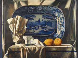 Vente aux enchères Ecole russe milieu XXème. "Table dressée". Huile sur toile, signée en 