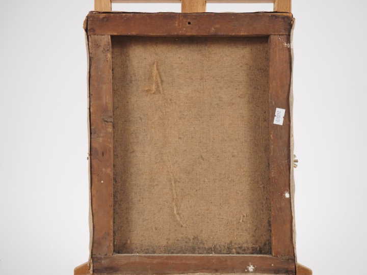 Ecole française Xxème. "Portrait de soldat". Huile sur toile, signée e