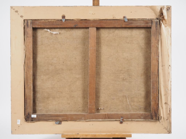 Ecole française XXème.  "Pierrot"  Huile sur toile Dim. 46 x 61 cm (ac