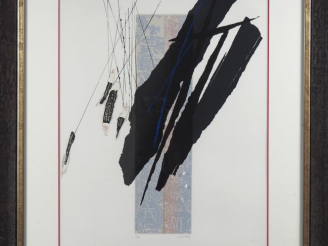 Vente aux enchères Ecole moderne XXème.  "composition" Lithographie signée en bas à droit