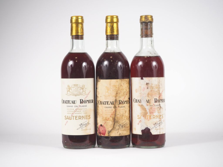 3 BOUTEILLES CHÂTEAU ROMER GCC SAUTERNES - 1972 - 2 LB/1 MEP/1 ETS/1 E