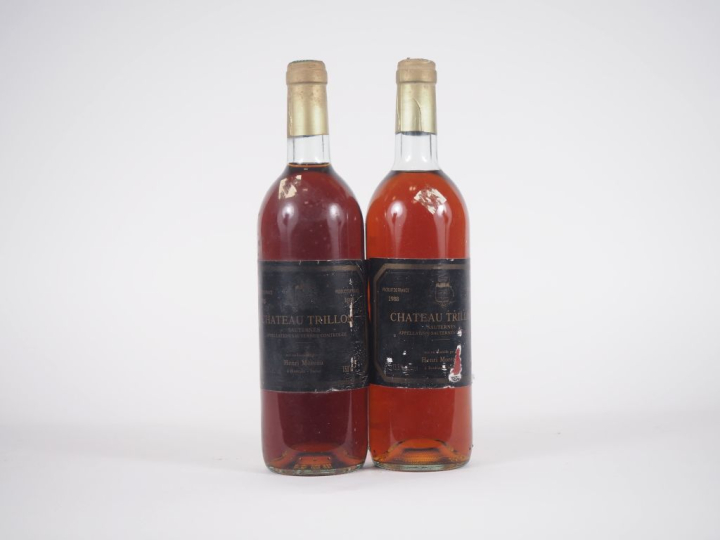 2 BOUTEILLES CHÂTEAU TRILLON SAUTERNES - 1988 - 1 BON NIVEAU/1 BG-LB/1