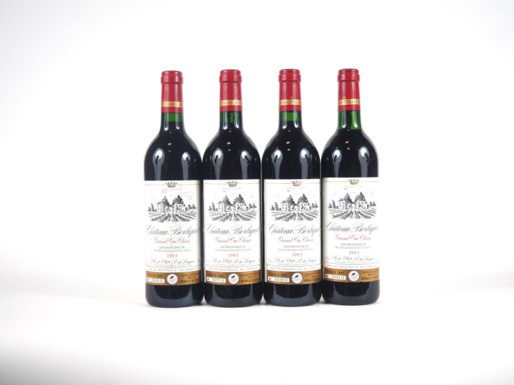 4 BOUTEILLES CHÂTEAU BERLIQUET GCC ST ÉMILION - 1993 - 1 BG/1 ELS 