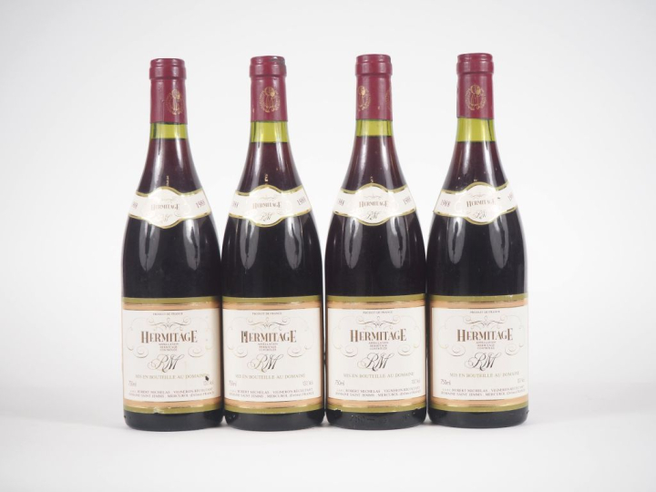 4 BOUTEILLES HERMITAGE DOMAINE SAINT JEMMS ROBERT MICHELAS - 1988 