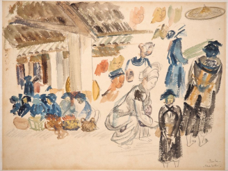 Vente aux enchères Louis Robert BATE (1898-1948, grand prix de l'Indochine en 1938). "Scè