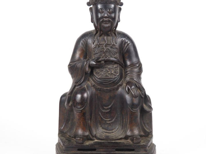 Chine, époque Ming, XVIIe siècle,  Importante statuette en bronze, de 