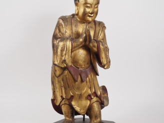 Vente aux enchères Chine, XVIII-XIXe siècle Important sujet en bois, anciennement laqué b