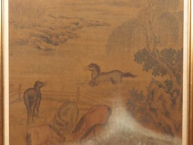 Chine, fin de la période Qing Peinture à l’encre et couleurs sur soie,