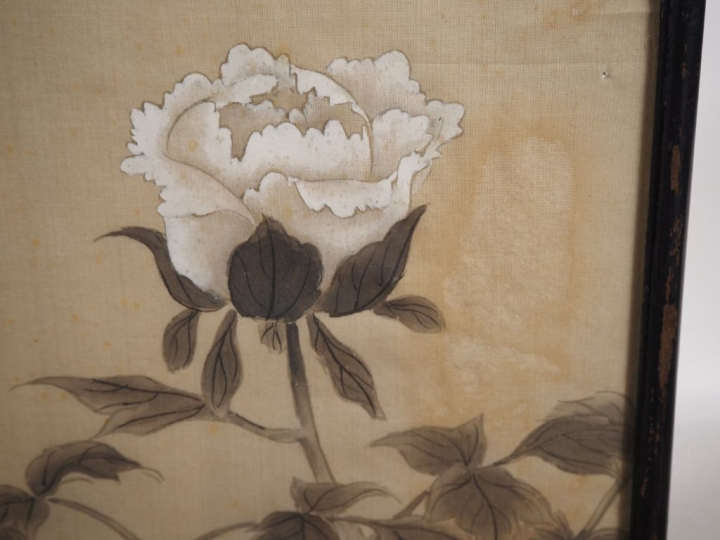 Chine du Sud, vers 1900-1920 Deux panneaux en soie, l’un brodé de lin 