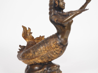 Vente aux enchères Thaïlande, XXe siècle  Groupe en bronze de patine médaille, représenta