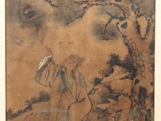 Vente aux enchères Japon, période Meiji Peinture à l’encre et couleurs sur papier, représ