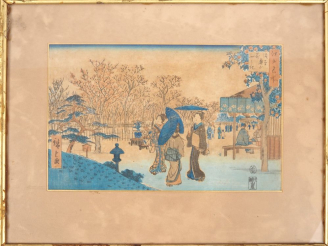 Vente aux enchères Lot d’estampes, dont :  -	Kitagawa Utamaro : Jeune femme allaitant -	U