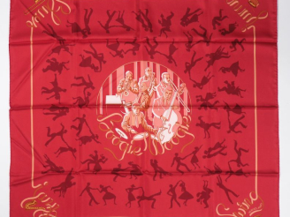 Vente aux enchères HERMES, Paris Carré de soie, modèle "Boogie Woogie".  Design Sophie k.