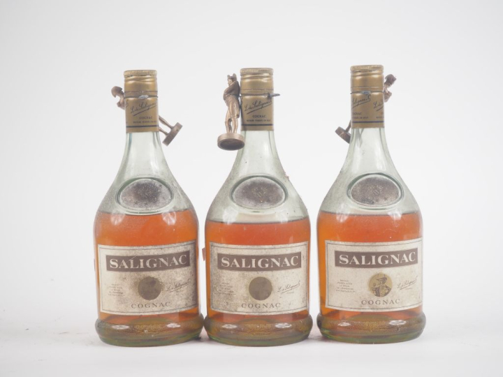 3 BOUTEILLES COGNAC SALIGNAC SPÉCIAL 70 cl - NIVEAUX BAS 
