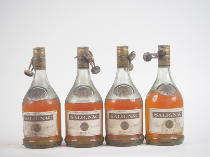 4 BOUTEILLES COGNAC SALIGNAC SPÉCIAL 70 cl - NIVEAUX BAS 