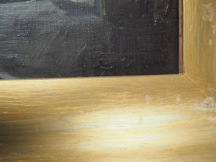 GREMIN.  "rue nocturne" Huile sur toile, signée en bas à droite et dat