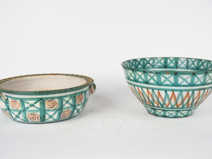 Robert PICAULT.  Saladier en céramique à décor de motifs géométriques 