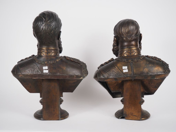 Carl RAKENIUS. "Portraits de Kaiser allemands en buste". 2 sculptures 