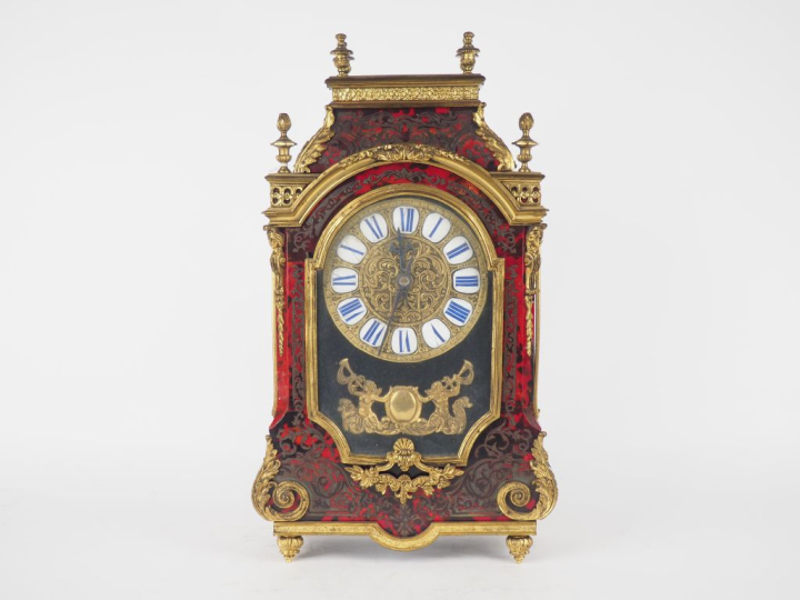 Cartel fin XIX - début XXème de style Louis XIV en marqueterie, bronze