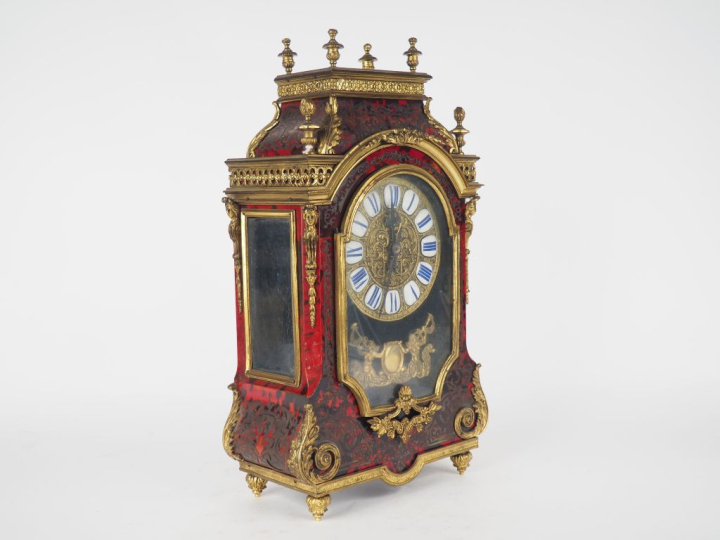 Cartel fin XIX - début XXème de style Louis XIV en marqueterie, bronze