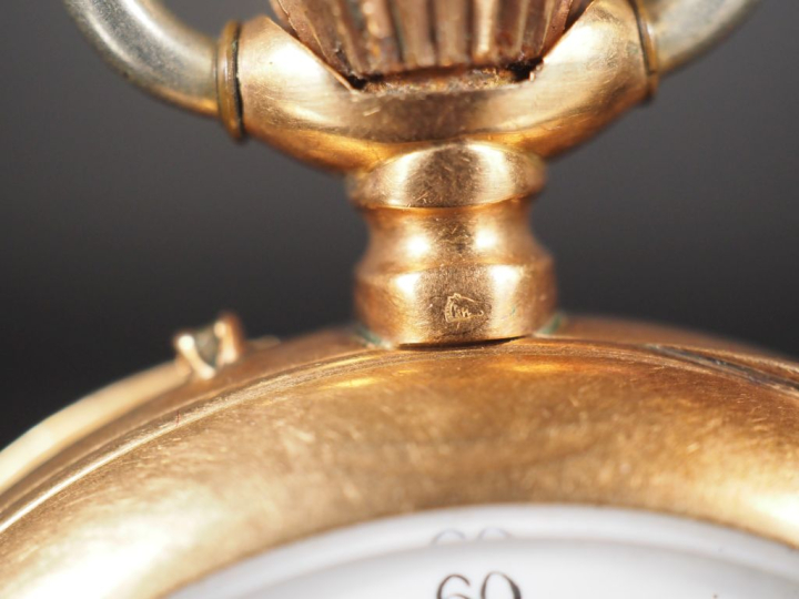 Montre de gousset Napoléon III en or jaune 750.  Cadran à chiffres rom