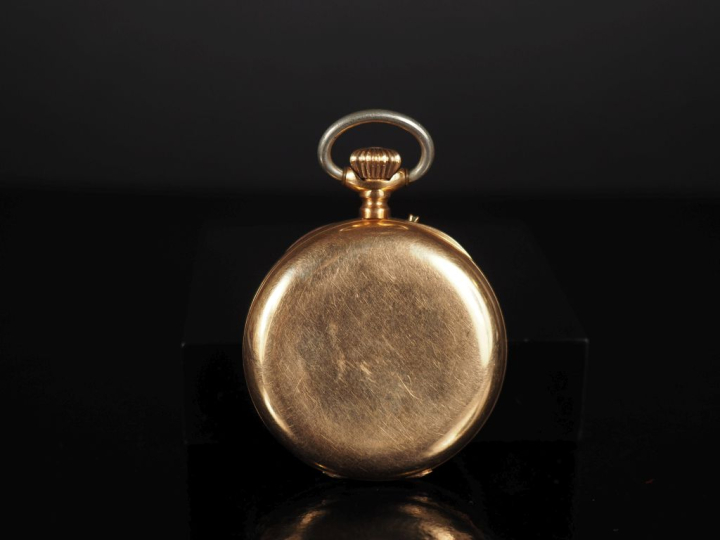 Montre de gousset Napoléon III en or jaune 750.  Cadran à chiffres rom