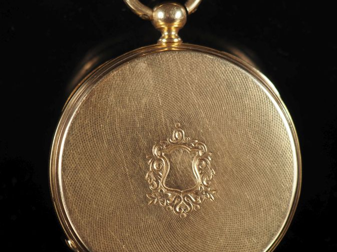 Montre de gousset Napoléon III en or jaune 750.  Cadran à chiffres rom