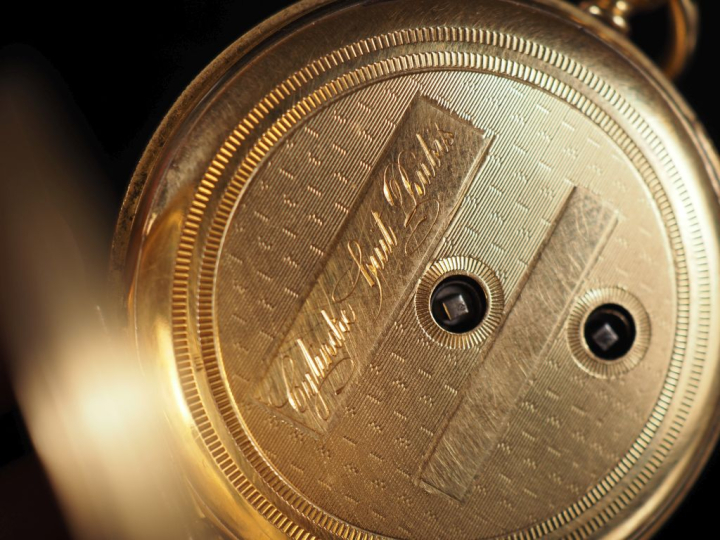 Montre de gousset Napoléon III en or jaune 750.  Cadran à chiffres rom