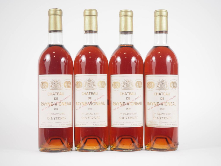 4 BOUTEILLES CHÂTEAU DE RAYNE VIGNEAU 1er CC SAUTERNES - 1970 - 3 BG /