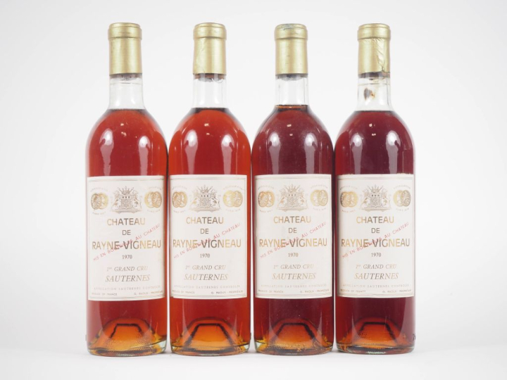 4 BOUTEILLES CHÂTEAU DE RAYNE VIGNEAU 1er CC SAUTERNES - 1970 - 2 BG/2
