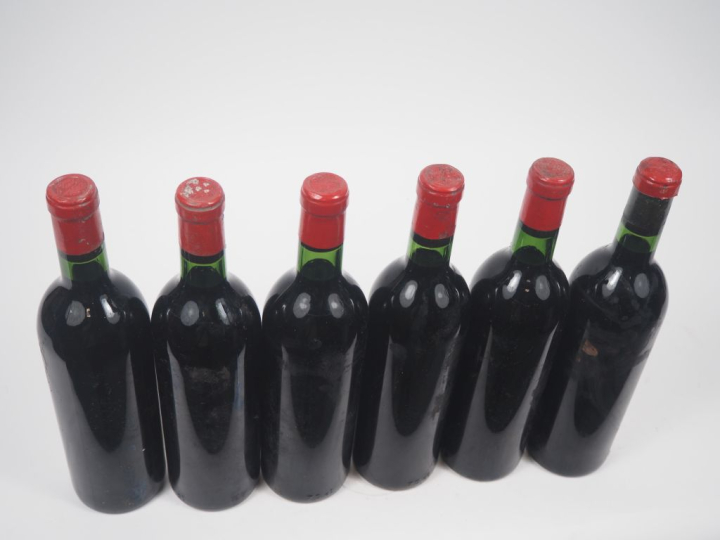6 BOUTEILLES CHÂTEAU L'ÉVANGILE POMEROL - 1957 - SE/BOUCHON ÉTAMPÉS/CA