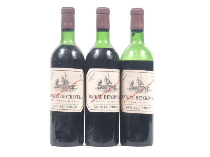 2 BOUTEILLES CHÂTEAU BEYCHEVELLE GCC ST JULIEN - 1970 - 1 LB/1 MEP/1 V