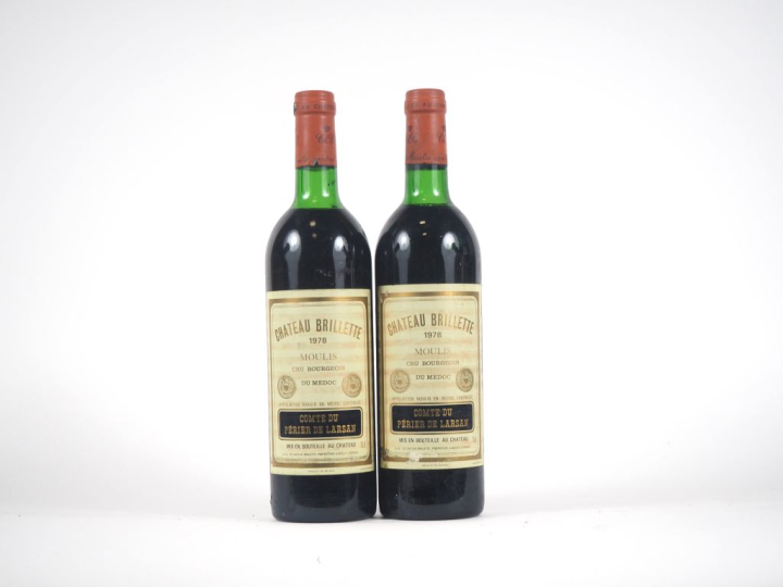 2 BOUTEILLES CHÂTEAU BRILLETTE CB MOULIS - 1978 - 2 LB 