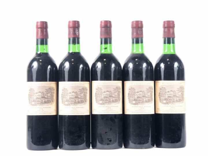 5 BOUTEILLES CHÂTEAU LAFITE ROTHSCHILD 1er GCC PAUILLAC - 1978 -  2 BO