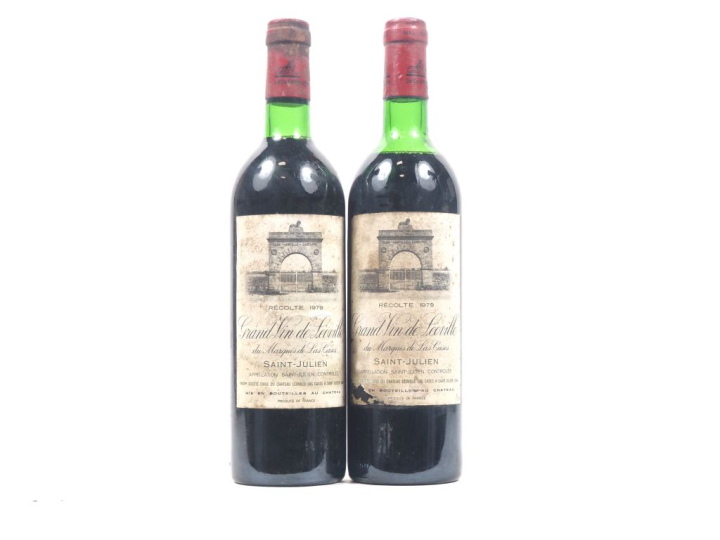 2 BOUTEILLES CHÂTEAU LÉOVILLE LAS CASES GCC ST JULIEN - 1979 - 1 BG/1 
