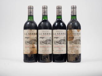 Vente aux enchères 4 BOUTEILLES CHÂTEAU LA SERRE GCC ST ÉMILION - 1986 - 1 BG/1 LB/ES