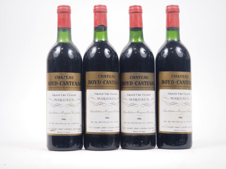4 BOUTEILLES CHÂTEAU BOYD CANTENAC GCC MARGAUX - 1986 - 2 BG/2 LB/2 ET