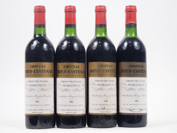 4 BOUTEILLES CHÂTEAU BOYD CANTENAC GCC MARGAUX - 1986 - 1 BG/2 LB/3 ES