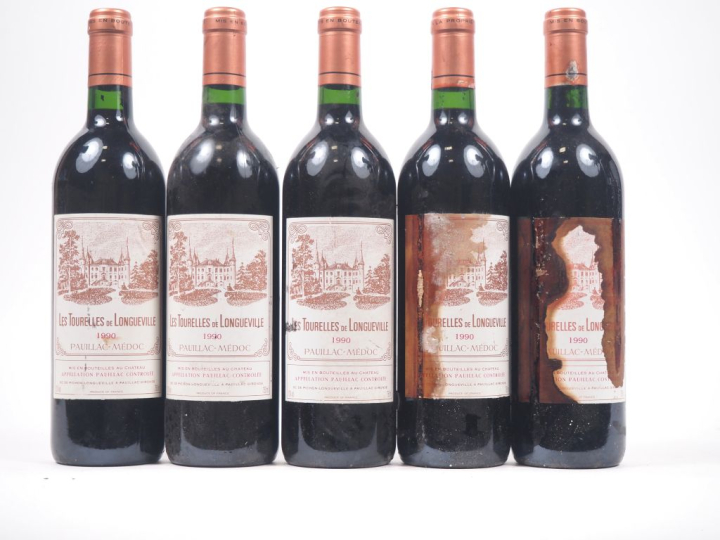 5 BOUTEILLES LES TOURELLES DE LONGUEVILLE PAUILLAC - 1990 - 2 ET